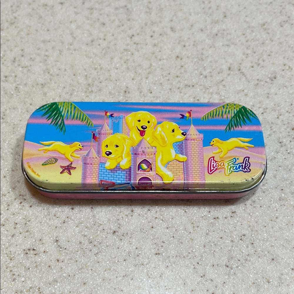 Rare Lisa Frank Sandcastle Puppies Metal Bandage Tin - Vintage
